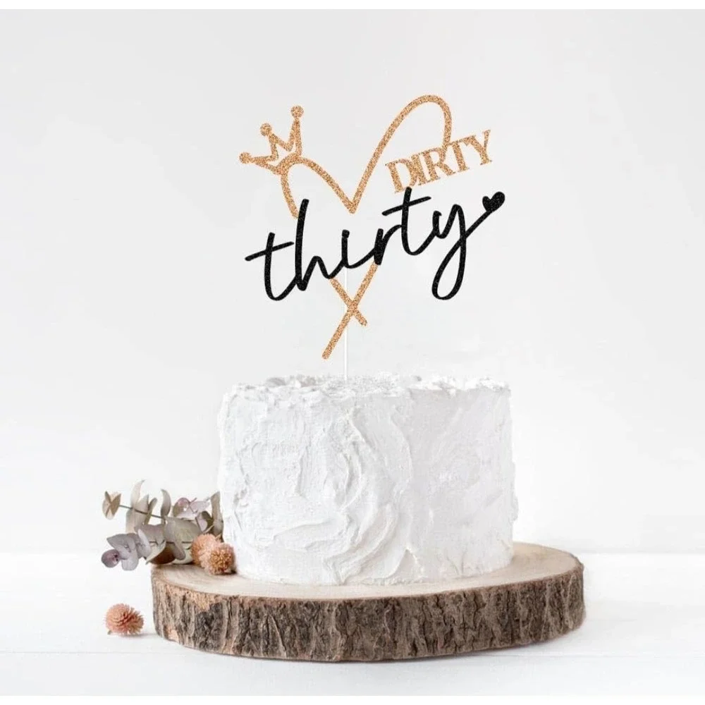 Dirty Thirty Cake Topper - 30th‎ Birthday Party Decorations - Rose Gold Black
